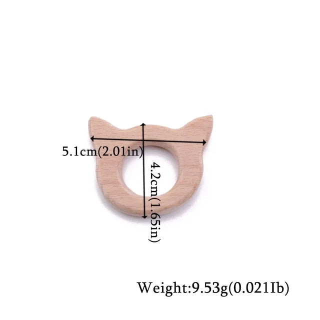 10-Piece Wooden Animal Baby Teether Set - Beech Grasping Toy