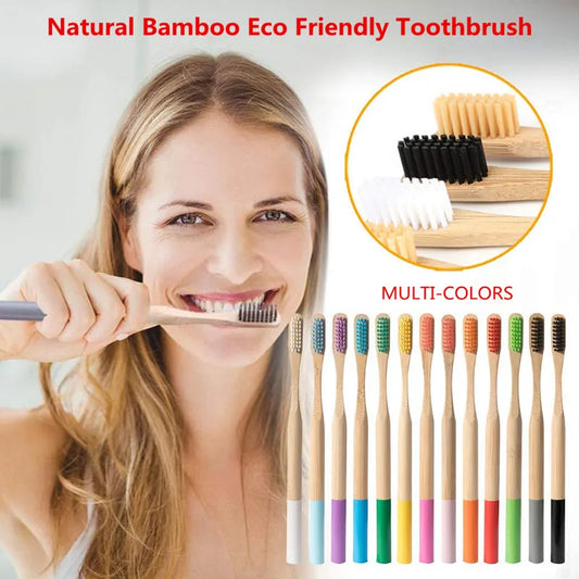 5 or 10 Piece Bamboo Fiber Toothbrush Set - Medium Soft Bristles
