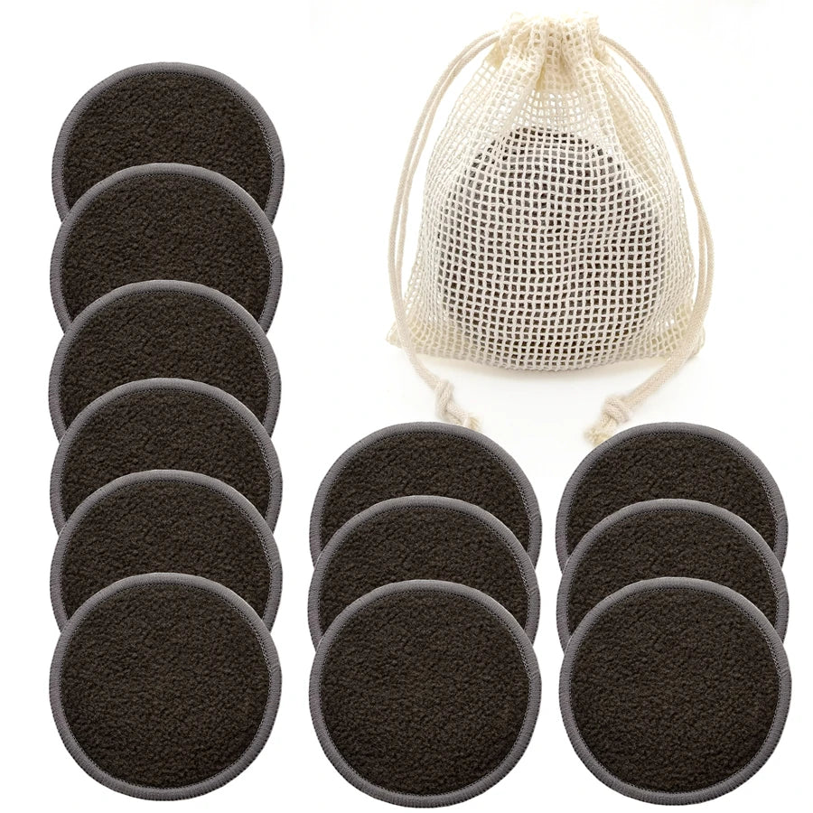 12-Piece Reusable Bamboo Makeup Remover Pads with Bag