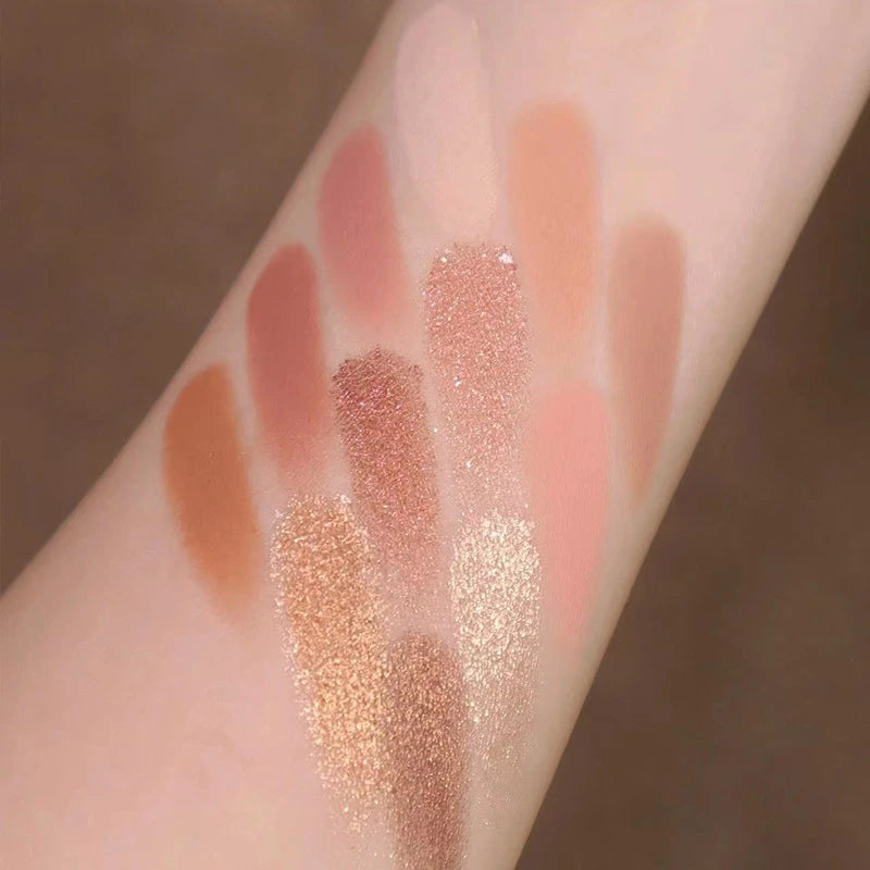 16-Color Nude Brown Eyeshadow Palette - Waterproof Matte Glitter Makeup