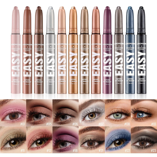 12-Color Pearly Waterproof Eyeshadow Stick Set