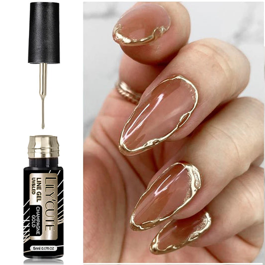 LILYCUTE 5ml Metallic Painting Liner Gel - Gold Silver Nail Art