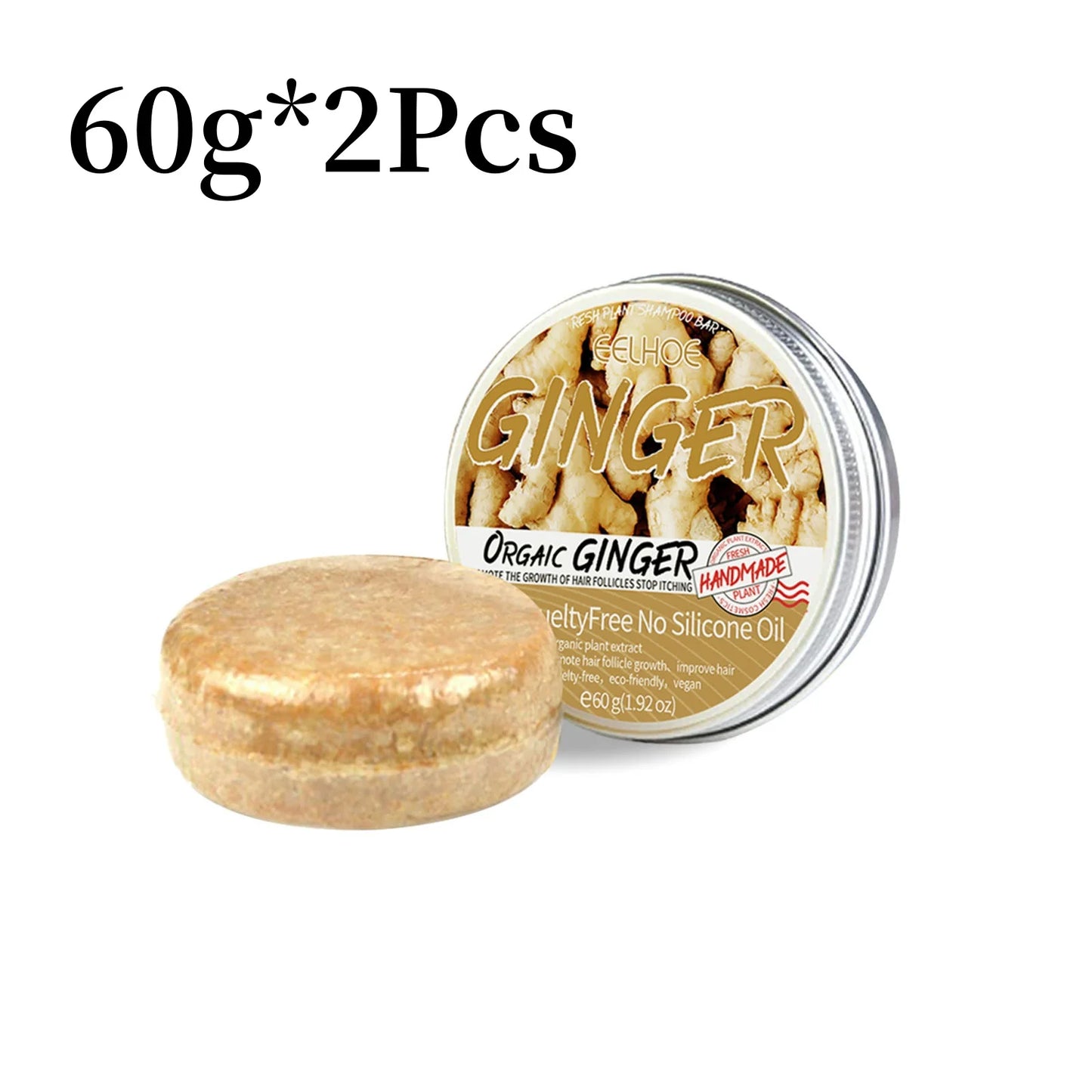 60g Natural Ginger Shampoo Soap - Scalp Cleansing Hair Bar