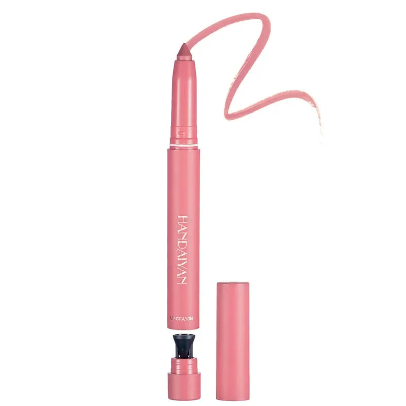 12-Color Pink Velvet Lipstick Pen and Lip Liner Crayon