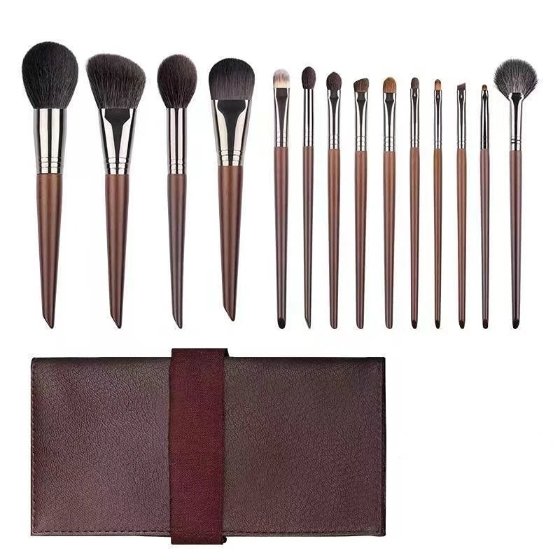 Natural Goat Hair Makeup Brush Set with Travel Case