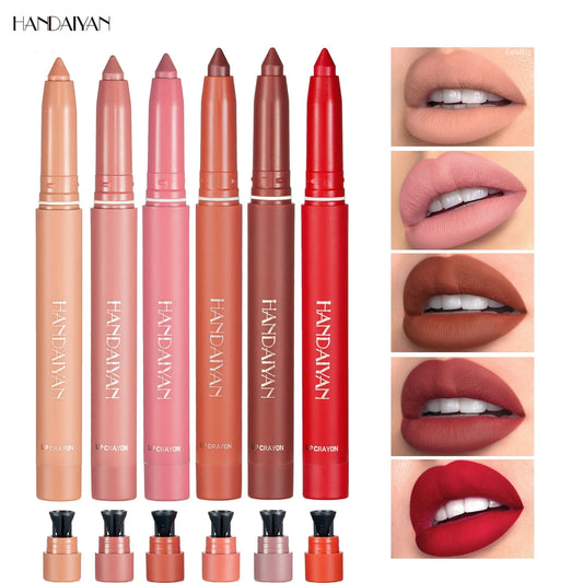 12-Color Pink Velvet Lipstick Pen and Lip Liner Crayon