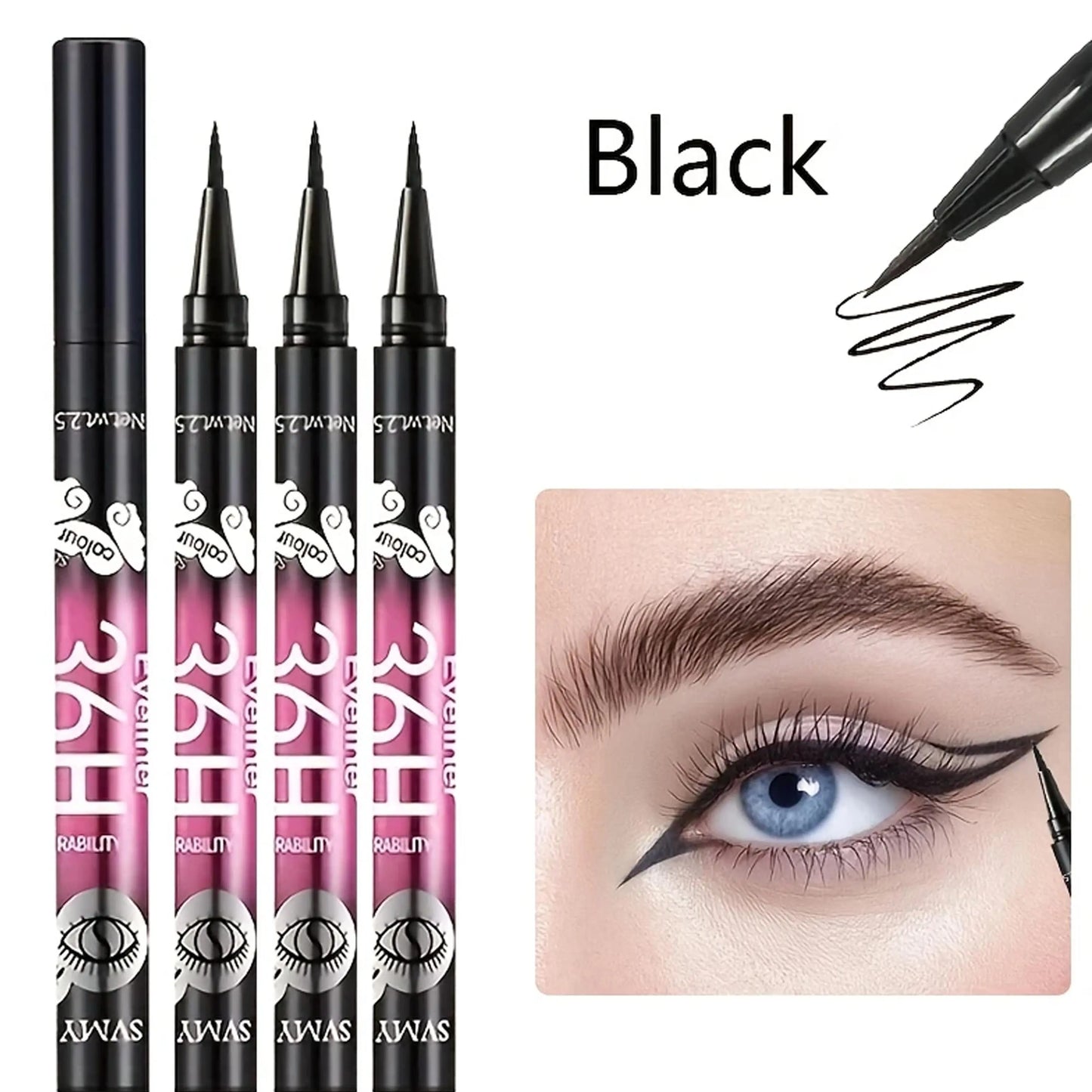 Waterproof Black Eyeliner Pencil Set - Smudge-Proof Beginner Makeup