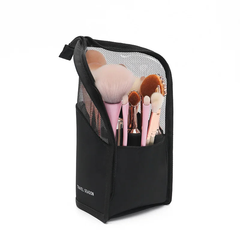 HOMEFISH Clear Zipper Stand Cosmetic Bag - Foldable Travel Organizer