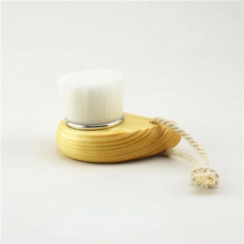Soft Manual Facial Cleansing Brush - Wood Handle Pore Care Tool