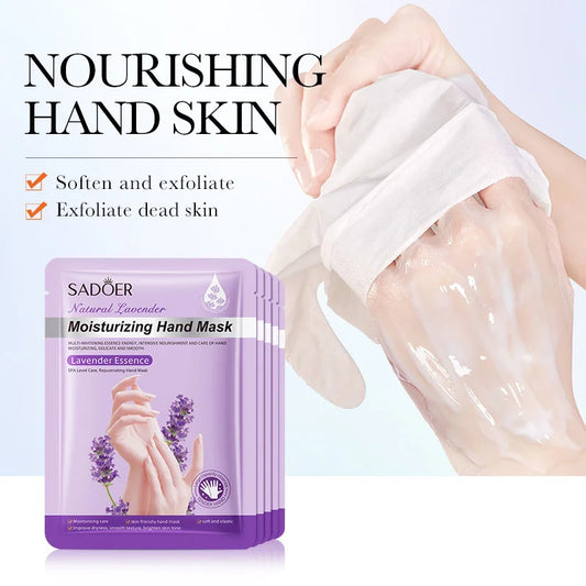 5-Pack Lavender Hand Mask Gloves - Exfoliating Spa Care