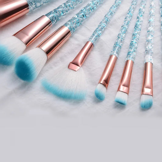 10-Piece Unicorn Glitter Makeup Brush Set - Foundation and Eye Tools