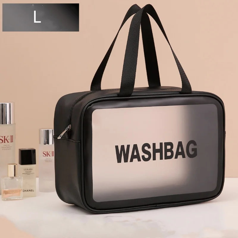 Transparent PVC Travel Cosmetic Bag - Dust-Proof Makeup Storage Handbag