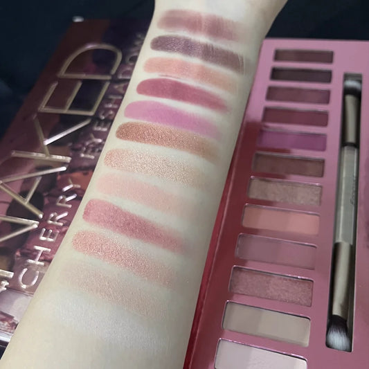 12-Color Brown Pink Eyeshadow Palette - Long-Lasting Eye Makeup