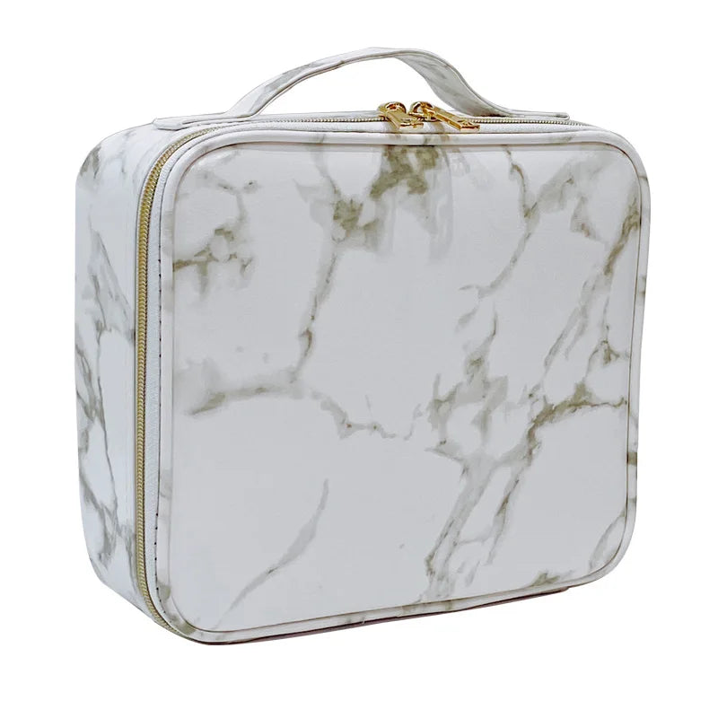 Marble Waterproof PU Cosmetic Bag - Makeup and Toiletry Organizer