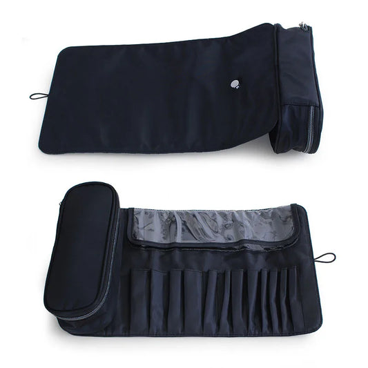 Waterproof Roll-Up Makeup Brush Bag - Travel Cosmetic Tool Organizer