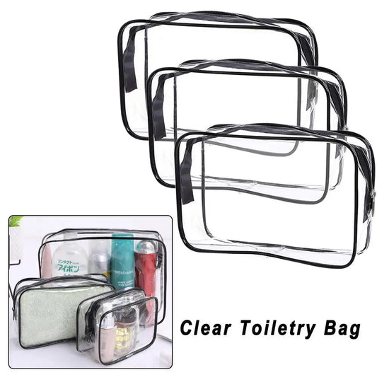 Waterproof Transparent Zipper Cosmetic Pouch - Travel Toiletry Case