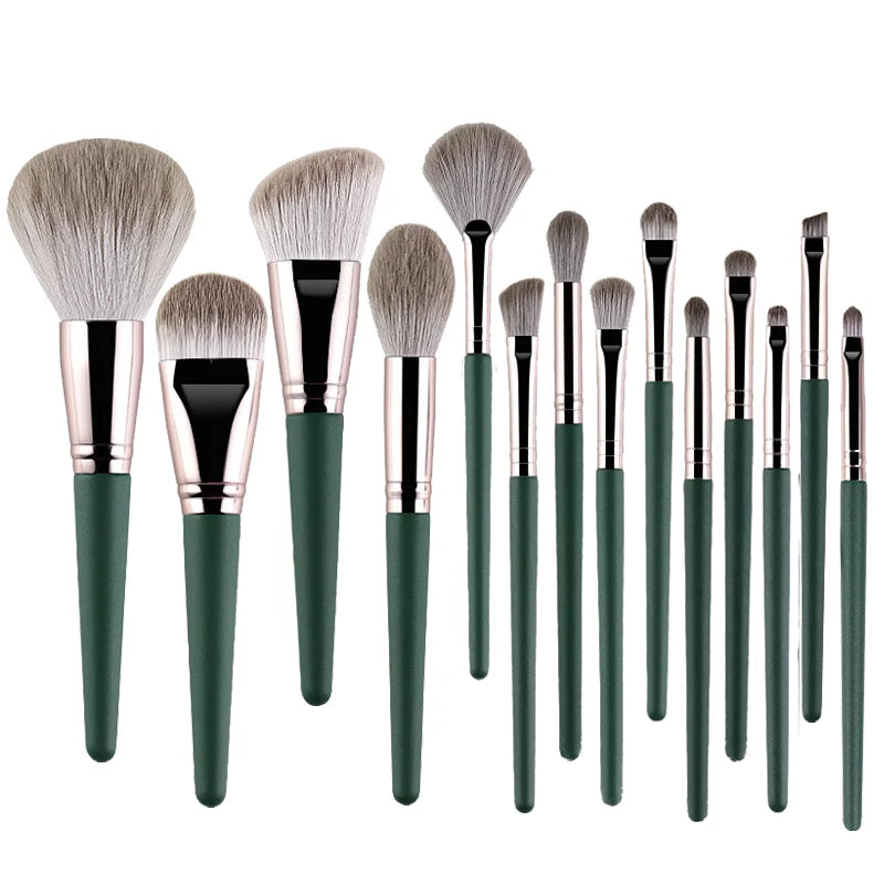 JTFIL Green Makeup Brush Set - Powder Eye Shadow and Blush Tools