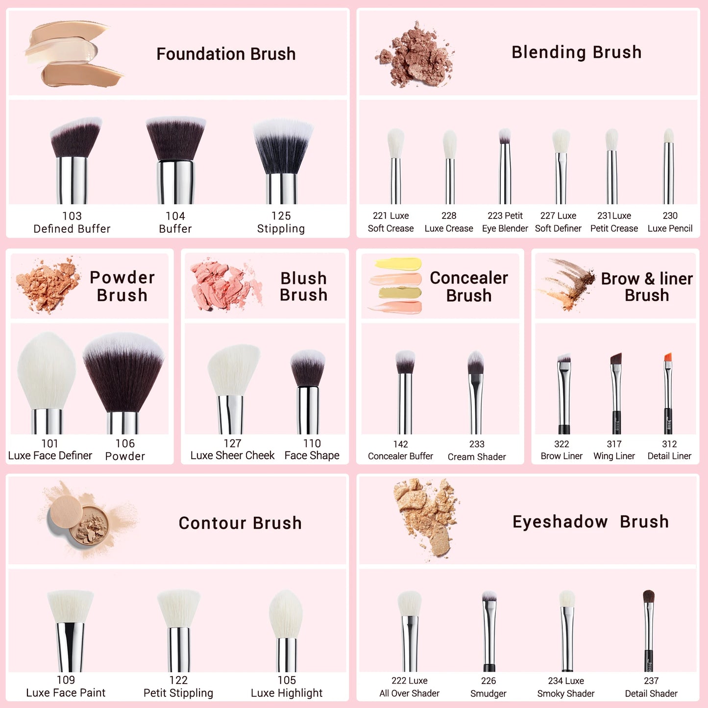 Jessup 25-Piece Makeup Brush Set - Goat and Synthetic T175
