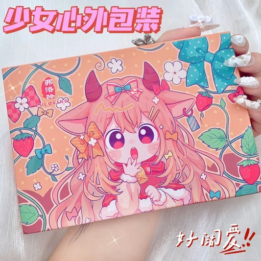 24-Color Strawberry Eyeshadow Palette - Glitter Pearlescent Makeup