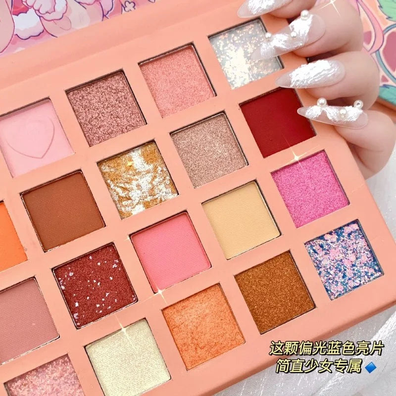 24-Color Strawberry Eyeshadow Palette - Glitter Pearlescent Makeup