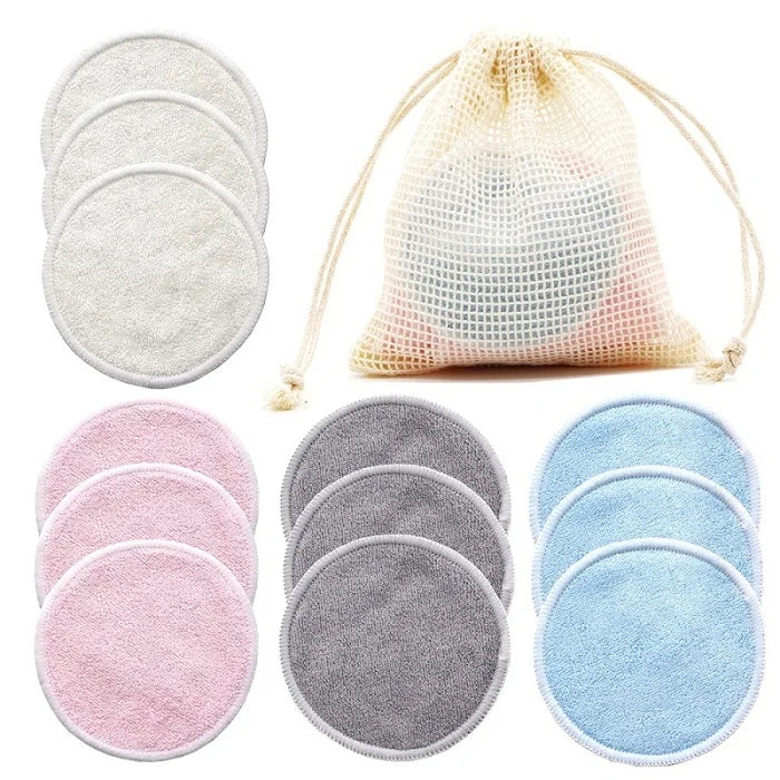 12-Piece Reusable Bamboo Makeup Remover Pads with Bag