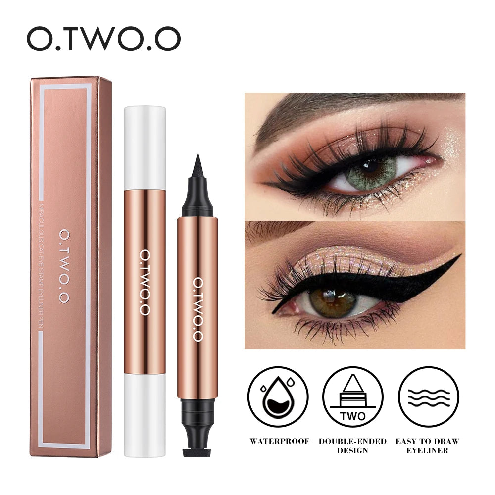 O.TWO.O Double-Ended Eyeliner Stamp Pen - Waterproof Black Makeup