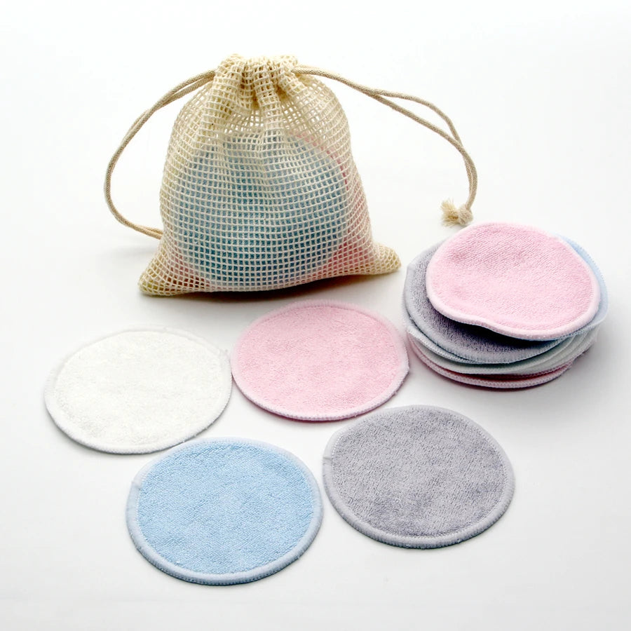 12-Piece Reusable Bamboo Makeup Remover Pads with Bag