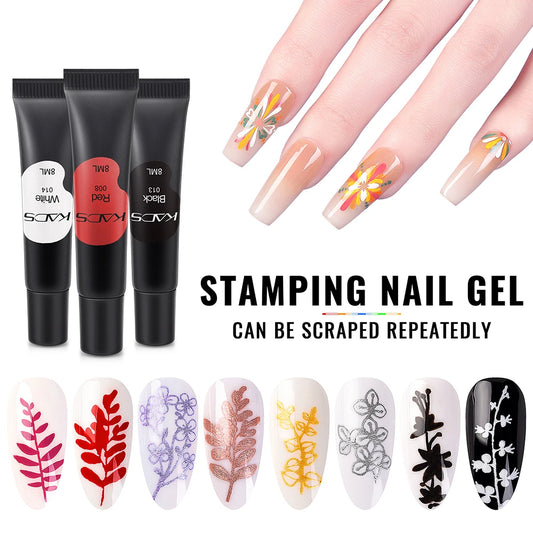 KADS 8ml Stamping Gel Polish - Black White Nail Art Paint
