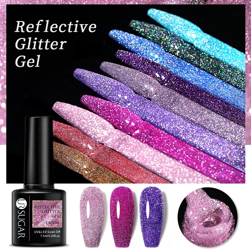 UR SUGAR 7.5ml Reflective Glitter Pink Sequin Gel Polish
