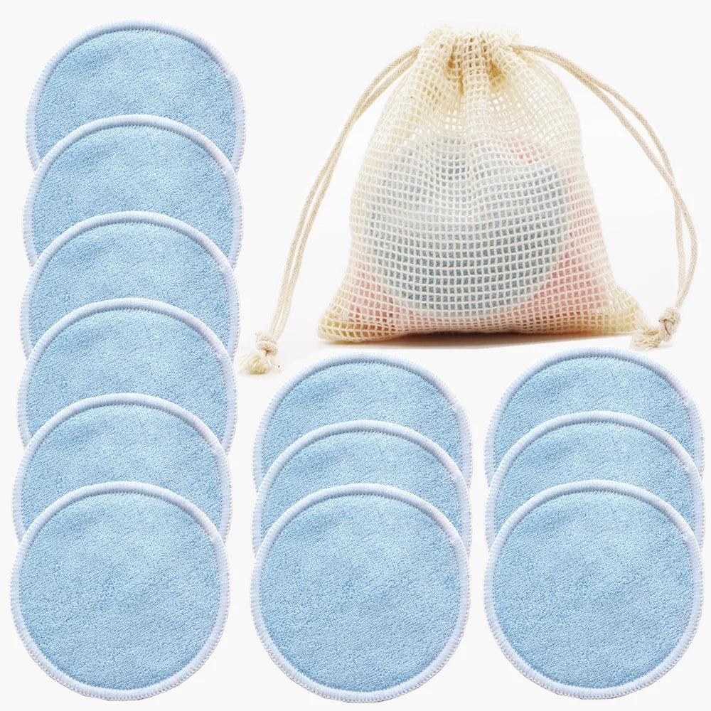 12-Piece Reusable Bamboo Makeup Remover Pads with Bag