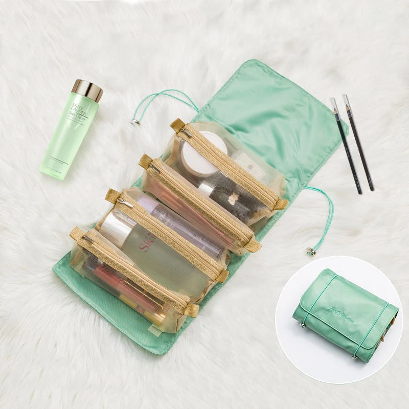 4-in-1 Separable Cosmetic Pouch - Foldable Mesh Makeup Organizer