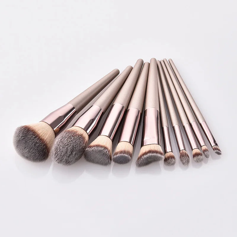 Champagne 14-Piece Makeup Brush Set - Kabuki Blending Beauty Tools