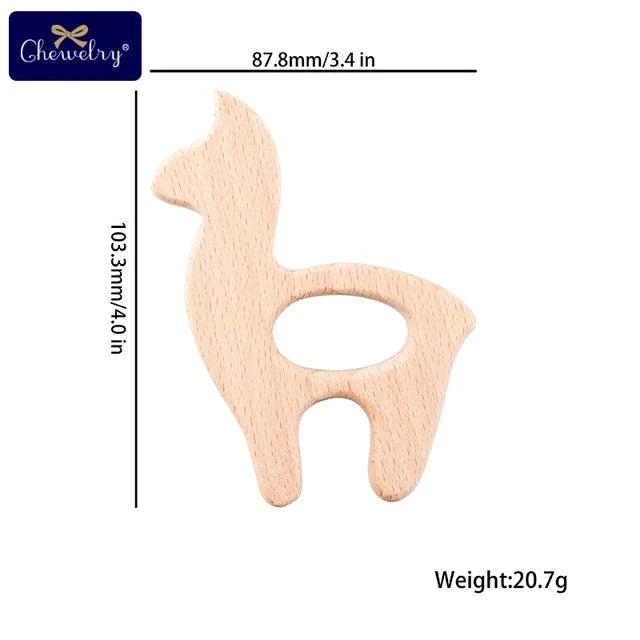 10-Piece Wooden Animal Baby Teether Set - Beech Grasping Toy