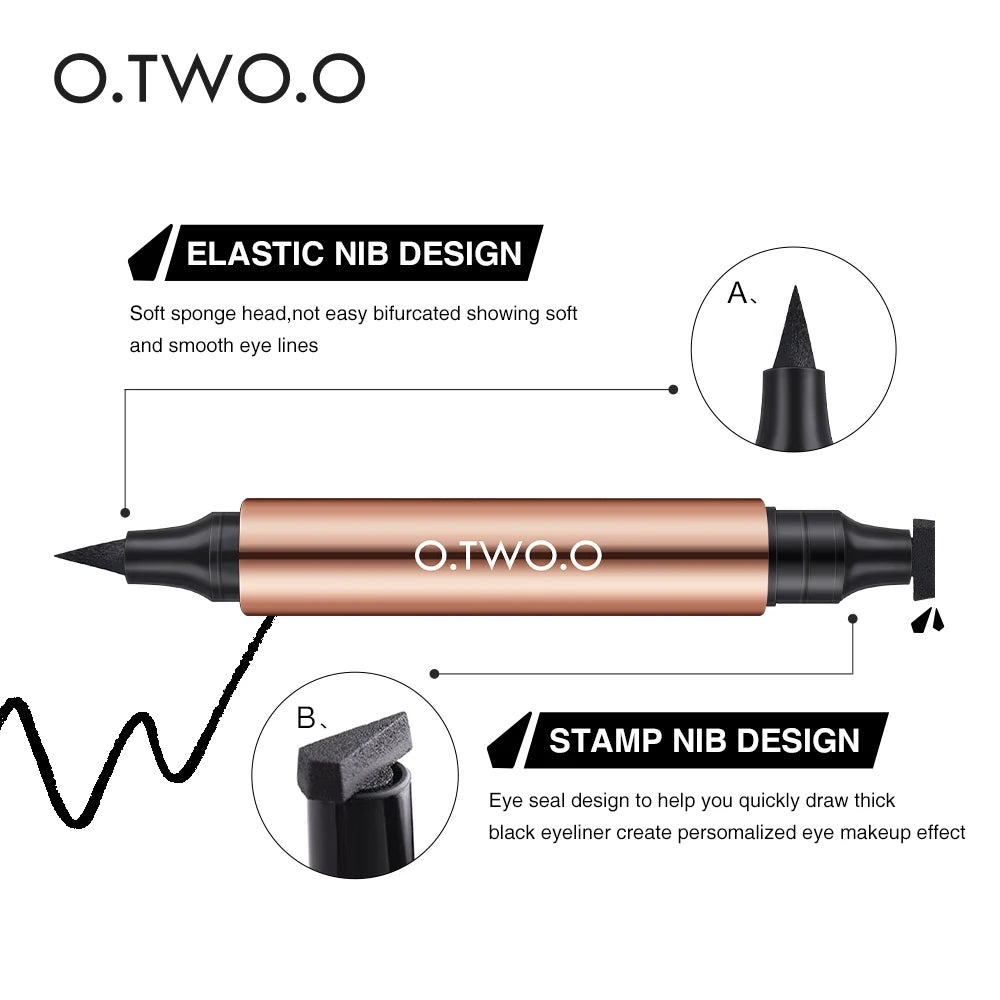 O.TWO.O Double-Ended Eyeliner Stamp Pen - Waterproof Black Makeup