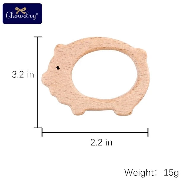 10-Piece Wooden Animal Baby Teether Set - Beech Grasping Toy