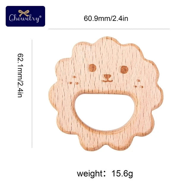 10-Piece Wooden Animal Baby Teether Set - Beech Grasping Toy
