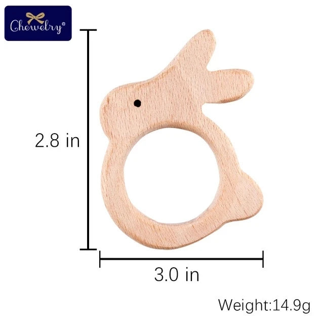 10-Piece Wooden Animal Baby Teether Set - Beech Grasping Toy