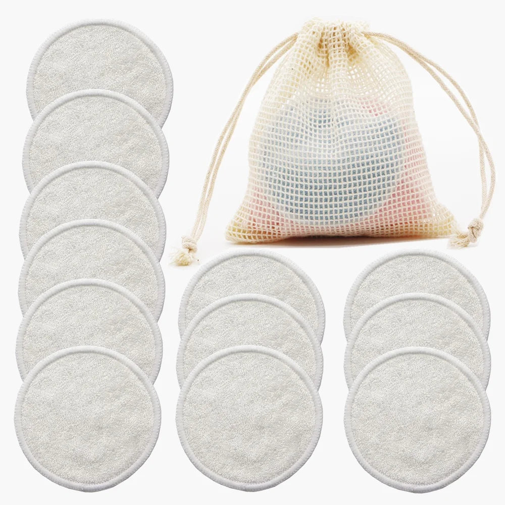 12-Piece Reusable Bamboo Makeup Remover Pads with Bag