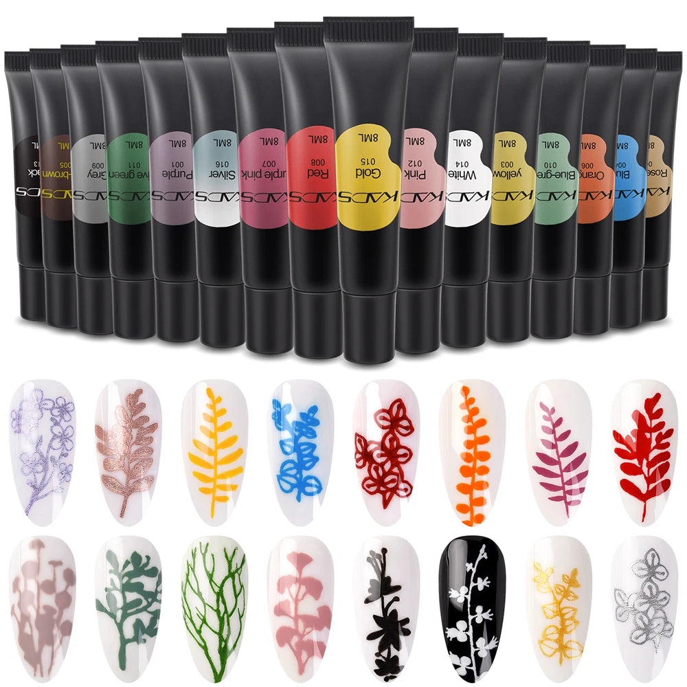 KADS 8ml Stamping Gel Polish - Black White Nail Art Paint