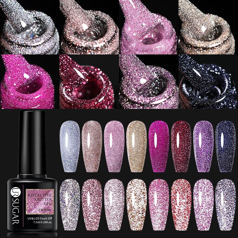 UR SUGAR 7.5ml Reflective Glitter Pink Sequin Gel Polish
