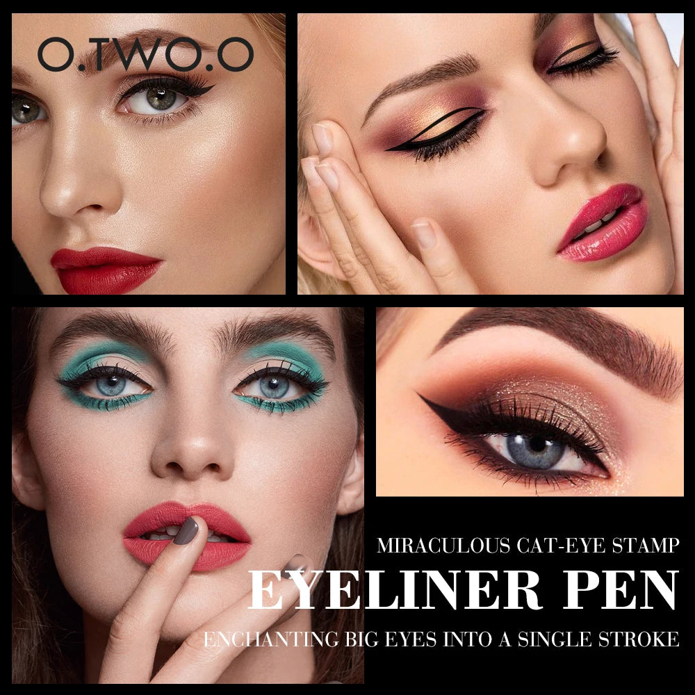 O.TWO.O Double-Ended Eyeliner Stamp Pen - Waterproof Black Makeup