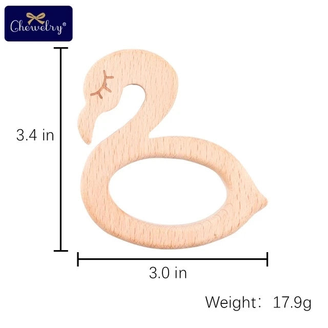 10-Piece Wooden Animal Baby Teether Set - Beech Grasping Toy