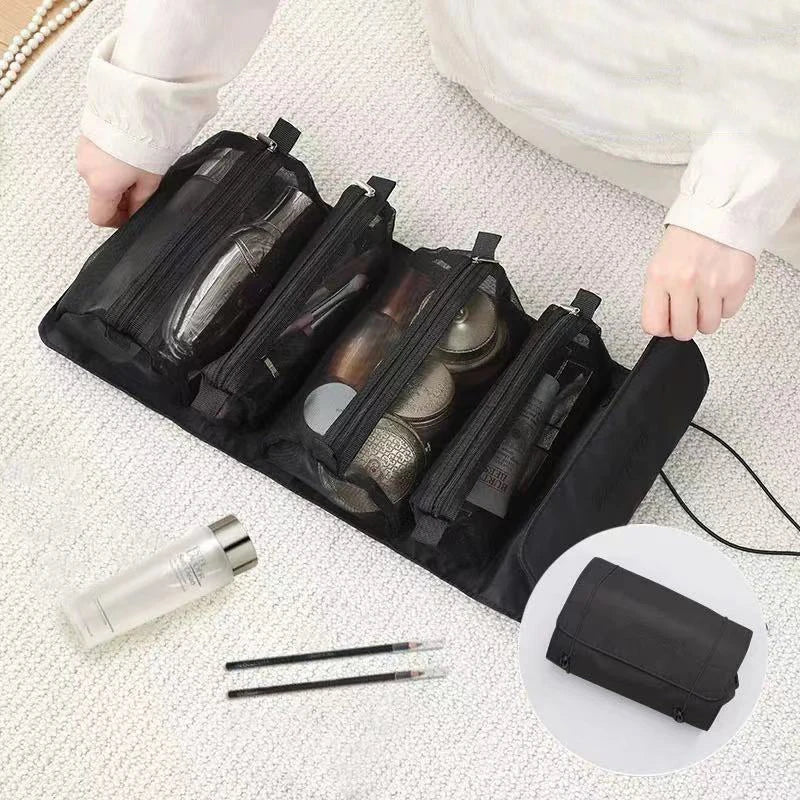 4-in-1 Separable Cosmetic Pouch - Foldable Mesh Makeup Organizer