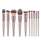 Champagne 14-Piece Makeup Brush Set - Kabuki Blending Beauty Tools