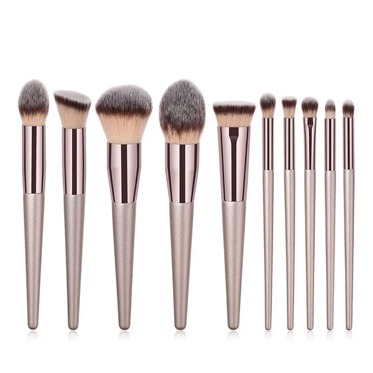 Champagne 14-Piece Makeup Brush Set - Kabuki Blending Beauty Tools