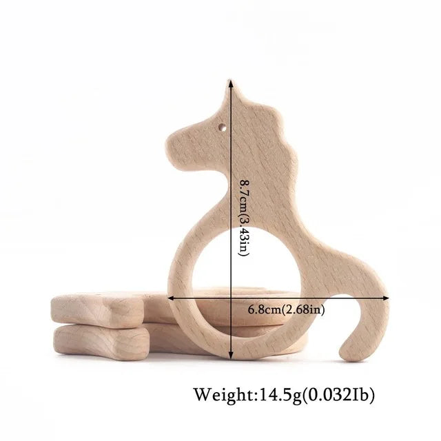 10-Piece Wooden Animal Baby Teether Set - Beech Grasping Toy