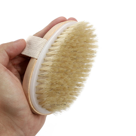 Natural Bristle Wooden Shower Brush - Dry Skin Body Spa Brush