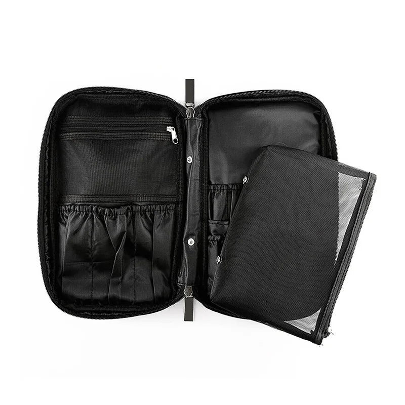 Professional Nylon Cosmetic Bag - Travel Toiletry & Brush Organizer
