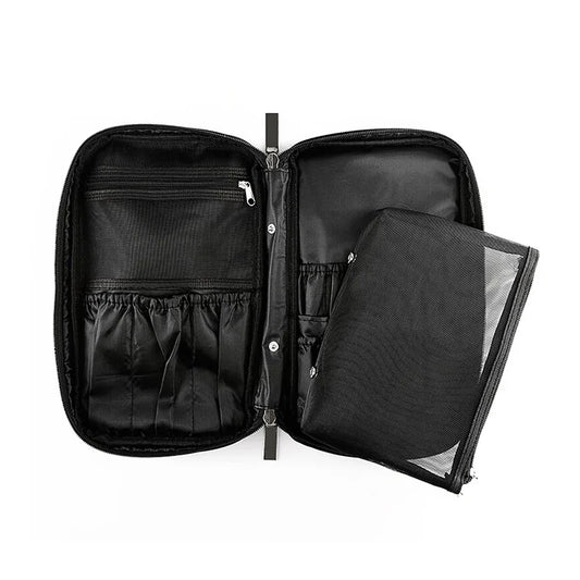 Professional Nylon Cosmetic Bag - Travel Toiletry & Brush Organizer