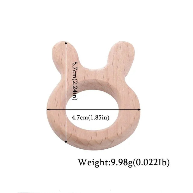 10-Piece Wooden Animal Baby Teether Set - Beech Grasping Toy